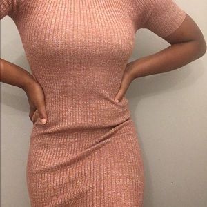 Metallic Ribbed Bodycon Dress